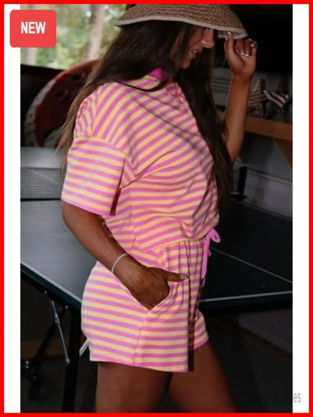 2 Piece Lounge Sets Matching Stripe Drop Shoulder Boxy Casual Terry Short Set